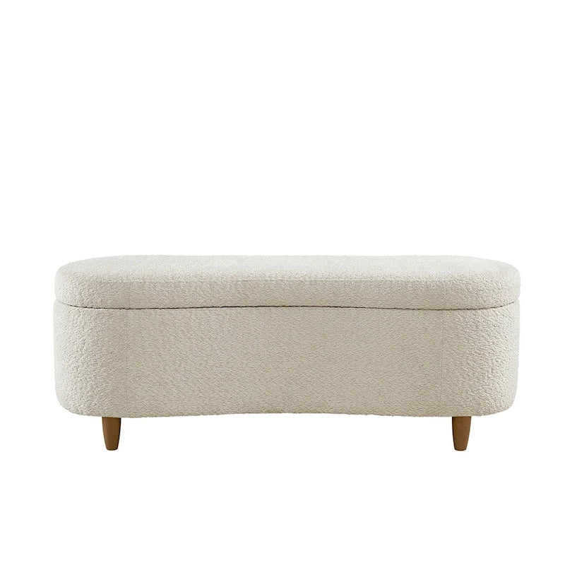 INK+IVY Bailey Taupe Boucle Flip Top Storage Bench
