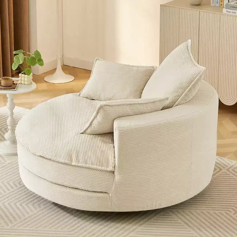 360 Swivel Accent Chair, Barrel Chair Swivel Round Sofa Chair with Cushion for Living Room