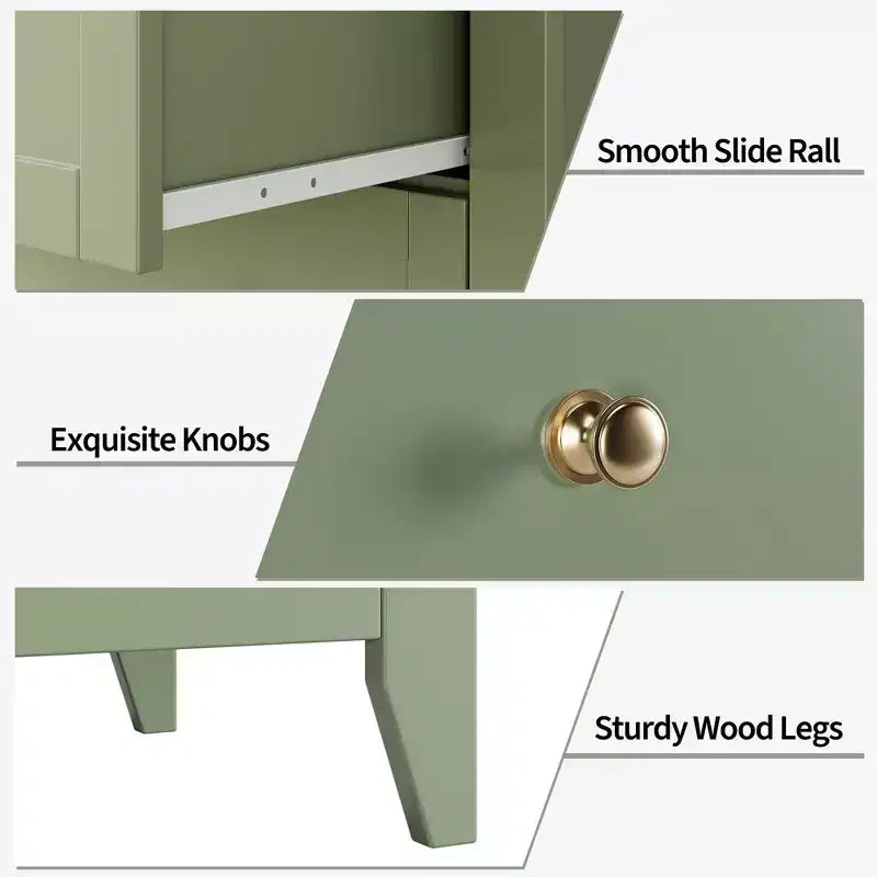 5-Drawer 42.5-Inch Tall Dresser for Bedroom, Wooden Storage Cabinet with 11.9-Inch Deep Drawers & Gold Metal Knobs, Ideal for Entryway, or Hallway