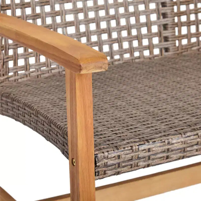 Christopher Knight Home Augusta Outdoor Acacia Wood and Wicker 4 Seater Chat Set with Fire Pit
