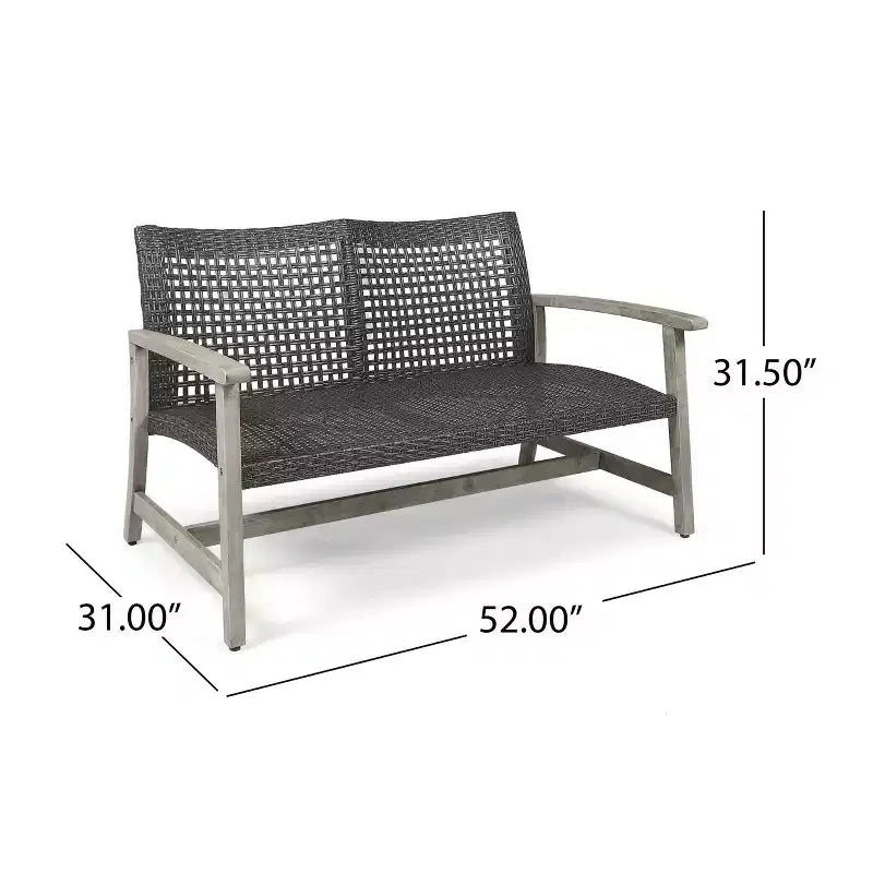 Christopher Knight Home Augusta Outdoor Acacia Wood and Wicker 4 Seater Chat Set with Fire Pit