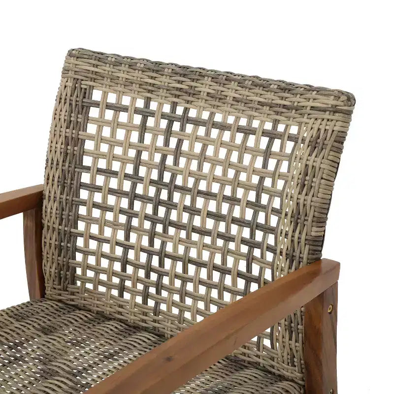 Christopher Knight Home Augusta Outdoor Acacia Wood and Wicker 4 Seater Chat Set with Fire Pit