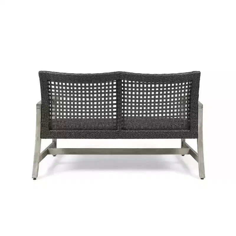 Christopher Knight Home Augusta Outdoor Acacia Wood and Wicker 4 Seater Chat Set with Fire Pit