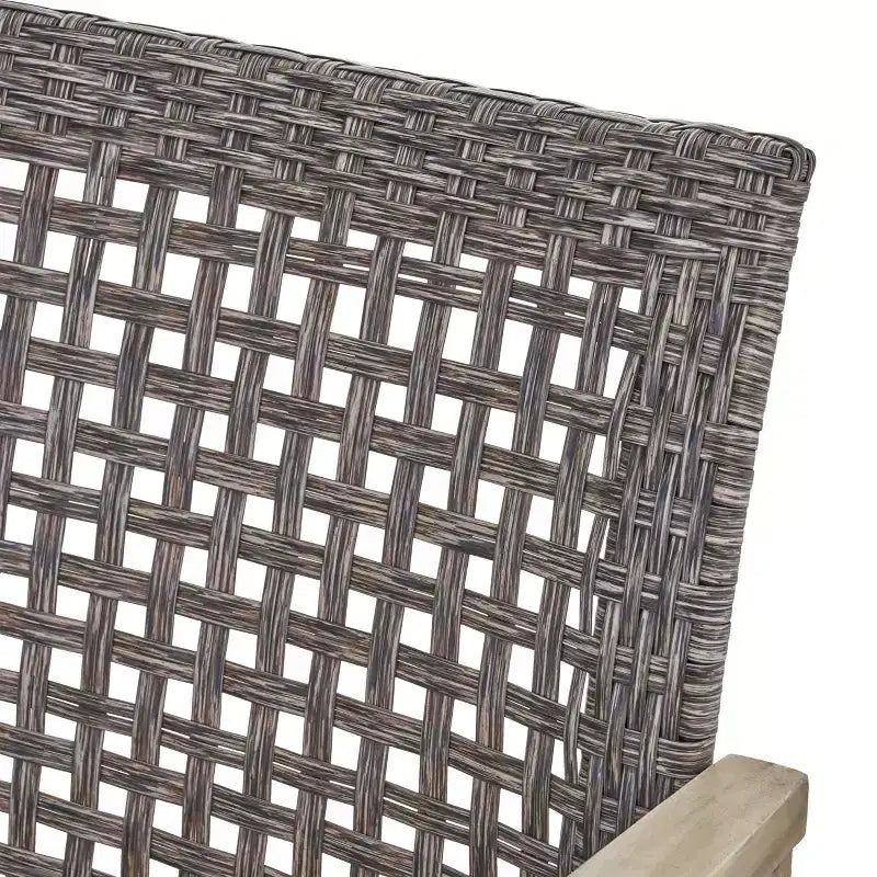 Christopher Knight Home Augusta Outdoor Acacia Wood and Wicker 4 Seater Chat Set with Fire Pit
