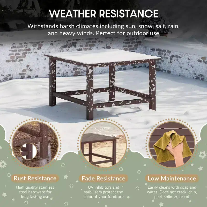 WestinTrends Malibu Kids 5-Piece HDPE Outdoor Square Patio Dining Table and Chairs Set