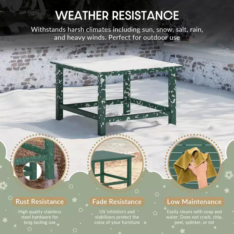 WestinTrends Malibu Kids 5-Piece HDPE Outdoor Square Patio Dining Table and Chairs Set