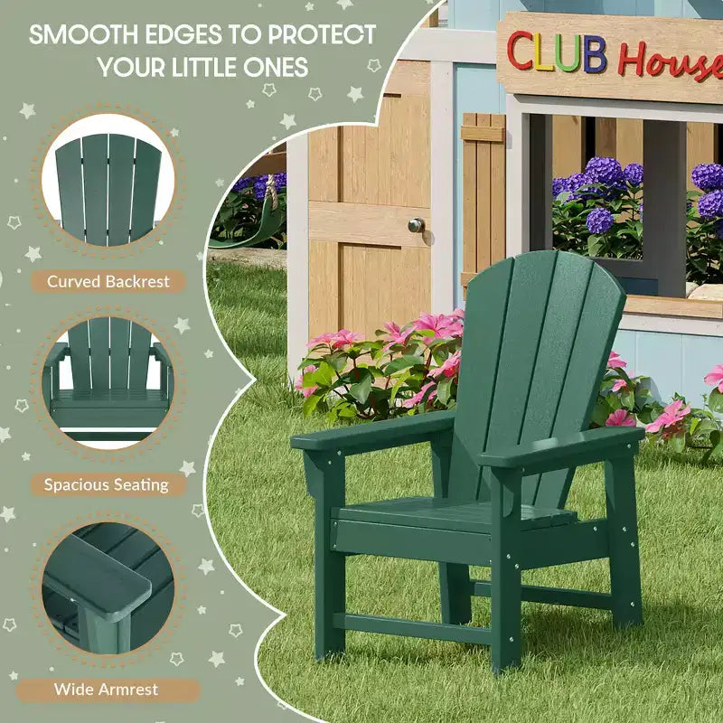 WestinTrends Malibu Kids 5-Piece HDPE Outdoor Square Patio Dining Table and Chairs Set