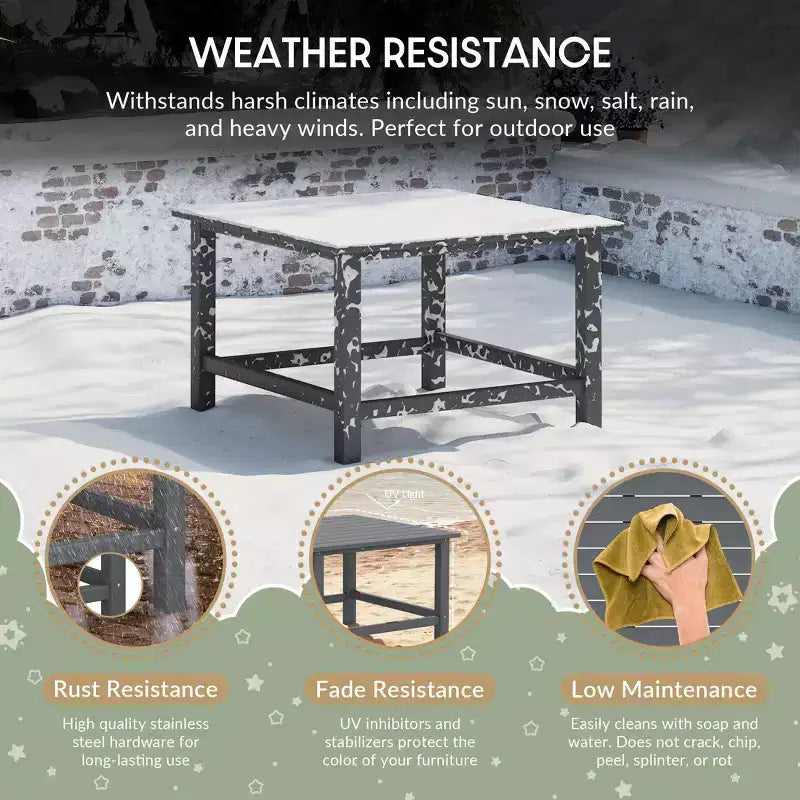 WestinTrends Malibu Kids 5-Piece HDPE Outdoor Square Patio Dining Table and Chairs Set