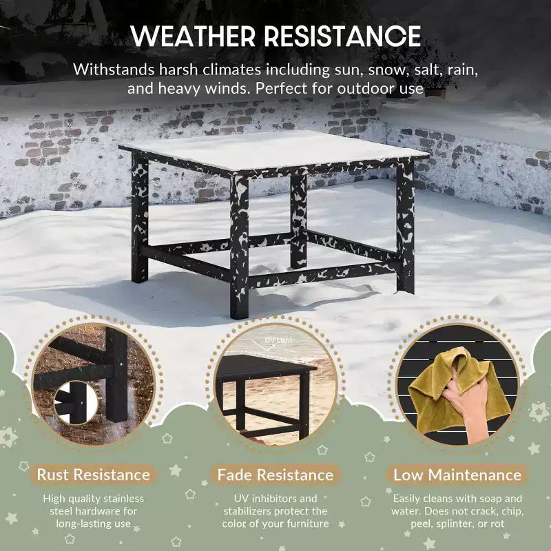 WestinTrends Malibu Kids 5-Piece HDPE Outdoor Square Patio Dining Table and Chairs Set
