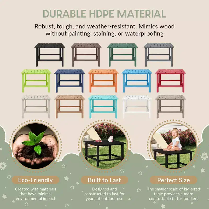 WestinTrends Malibu Kids 5-Piece HDPE Outdoor Square Patio Dining Table and Chairs Set