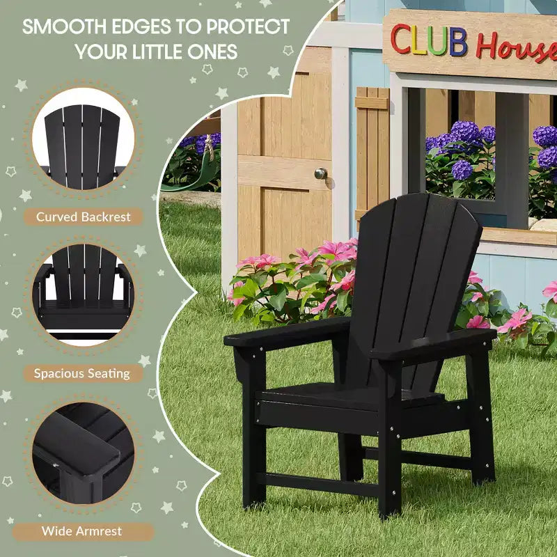 WestinTrends Malibu Kids 5-Piece HDPE Outdoor Square Patio Dining Table and Chairs Set