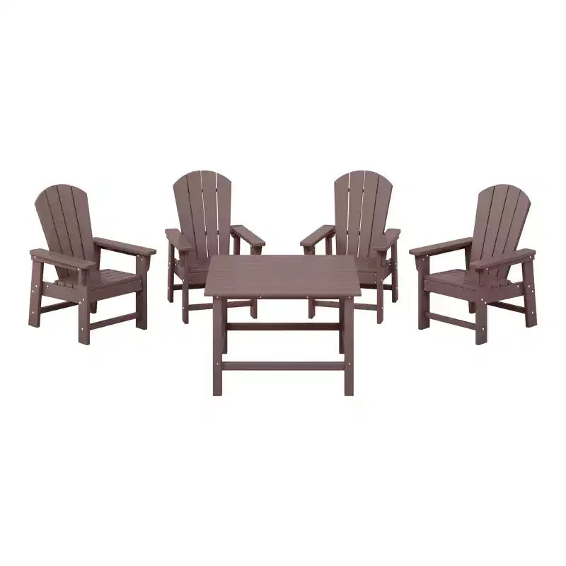 WestinTrends Malibu Kids 5-Piece HDPE Outdoor Square Patio Dining Table and Chairs Set