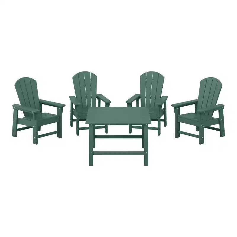 WestinTrends Malibu Kids 5-Piece HDPE Outdoor Square Patio Dining Table and Chairs Set