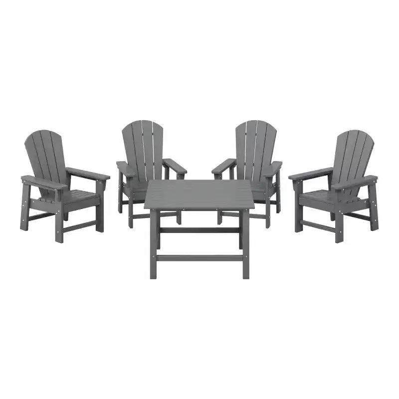 WestinTrends Malibu Kids 5-Piece HDPE Outdoor Square Patio Dining Table and Chairs Set