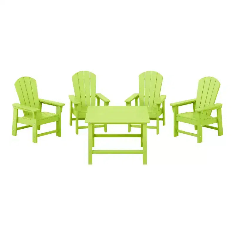 WestinTrends Malibu Kids 5-Piece HDPE Outdoor Square Patio Dining Table and Chairs Set