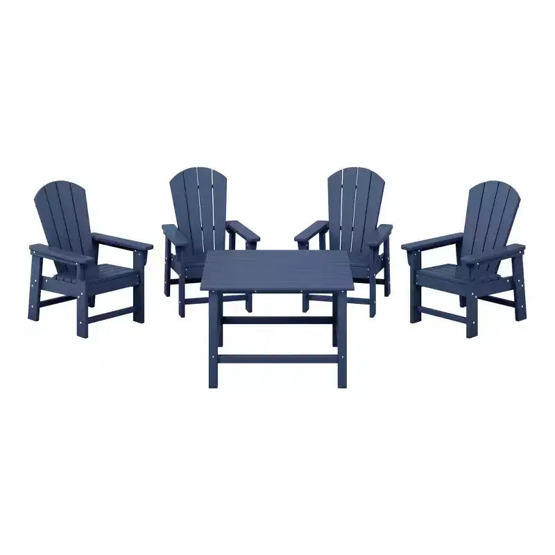 WestinTrends Malibu Kids 5-Piece HDPE Outdoor Square Patio Dining Table and Chairs Set