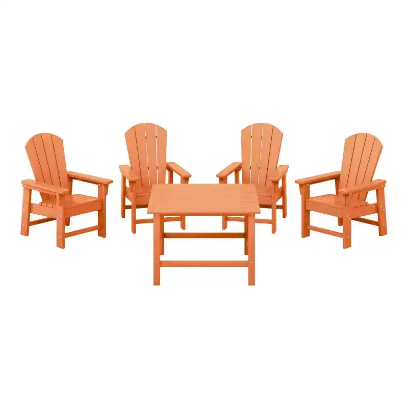 WestinTrends Malibu Kids 5-Piece HDPE Outdoor Square Patio Dining Table and Chairs Set