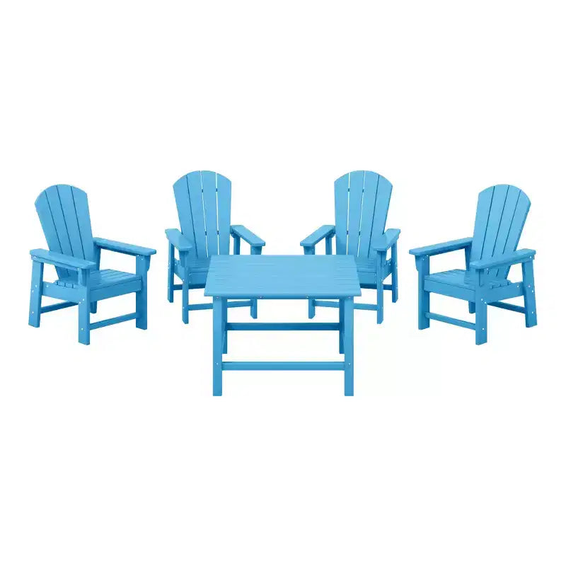 WestinTrends Malibu Kids 5-Piece HDPE Outdoor Square Patio Dining Table and Chairs Set