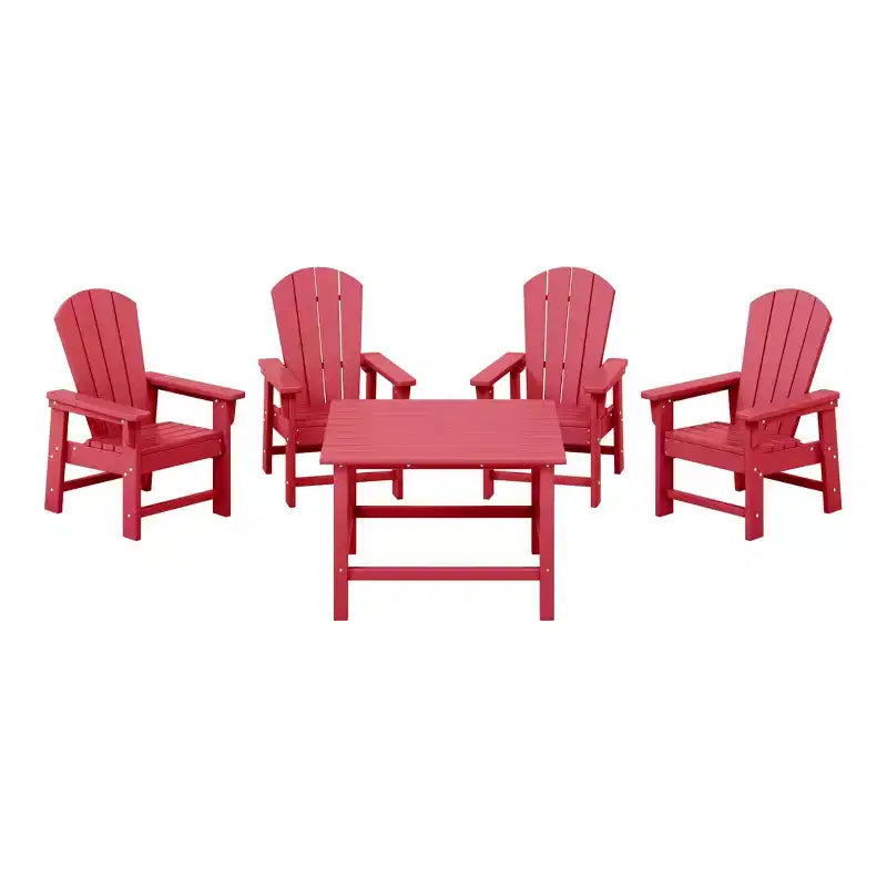 WestinTrends Malibu Kids 5-Piece HDPE Outdoor Square Patio Dining Table and Chairs Set
