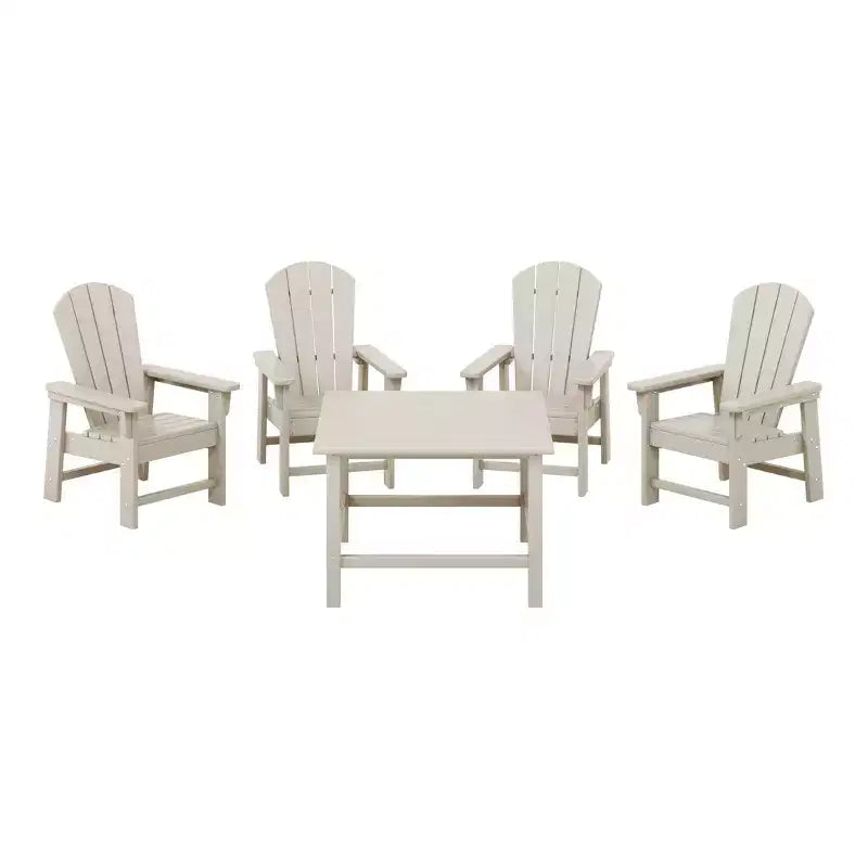 WestinTrends Malibu Kids 5-Piece HDPE Outdoor Square Patio Dining Table and Chairs Set