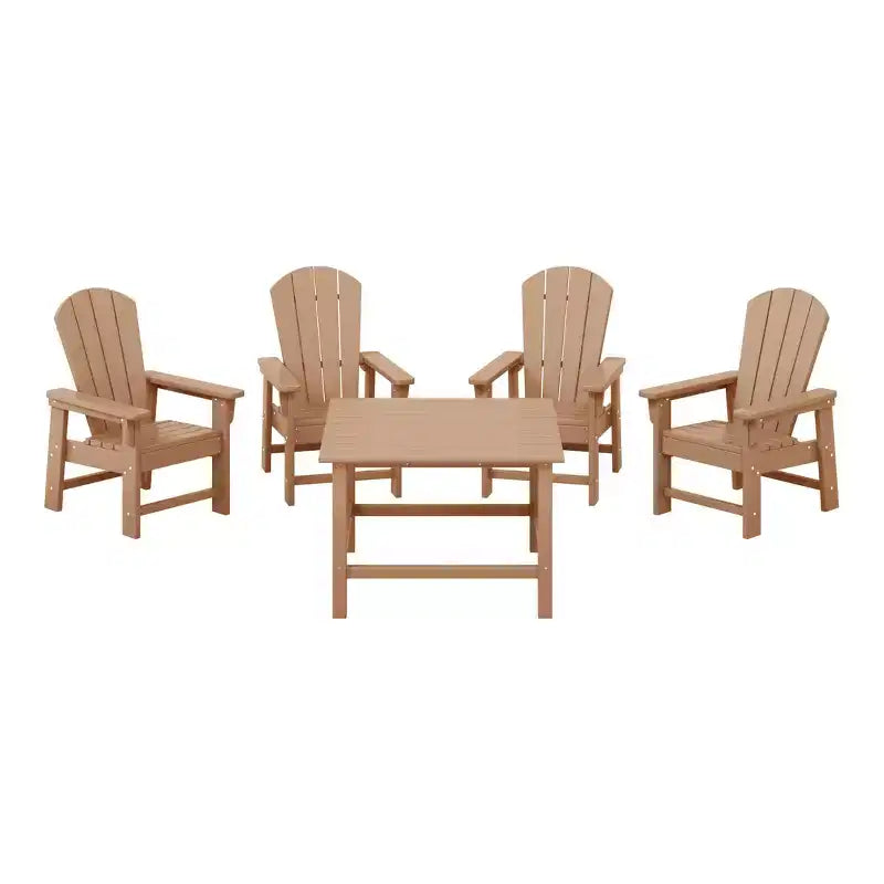 WestinTrends Malibu Kids 5-Piece HDPE Outdoor Square Patio Dining Table and Chairs Set