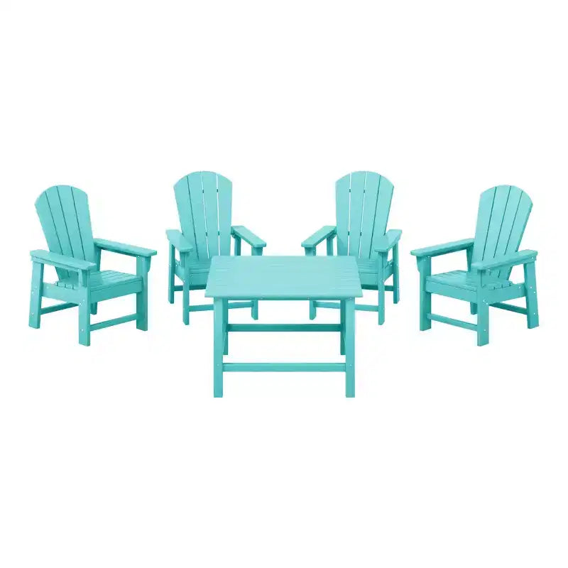 WestinTrends Malibu Kids 5-Piece HDPE Outdoor Square Patio Dining Table and Chairs Set