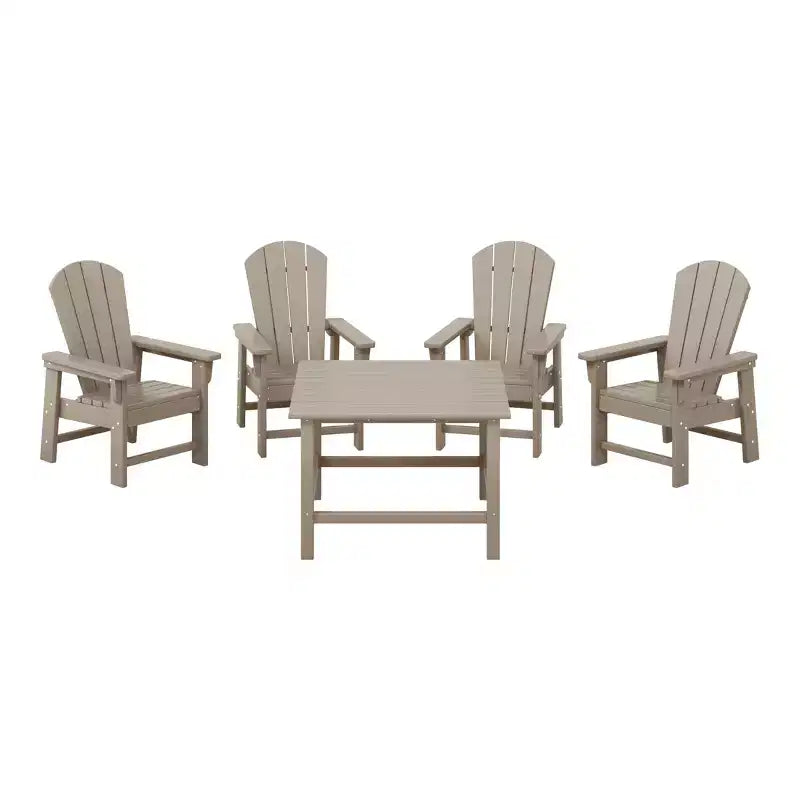 WestinTrends Malibu Kids 5-Piece HDPE Outdoor Square Patio Dining Table and Chairs Set