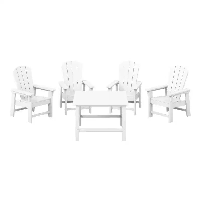 WestinTrends Malibu Kids 5-Piece HDPE Outdoor Square Patio Dining Table and Chairs Set