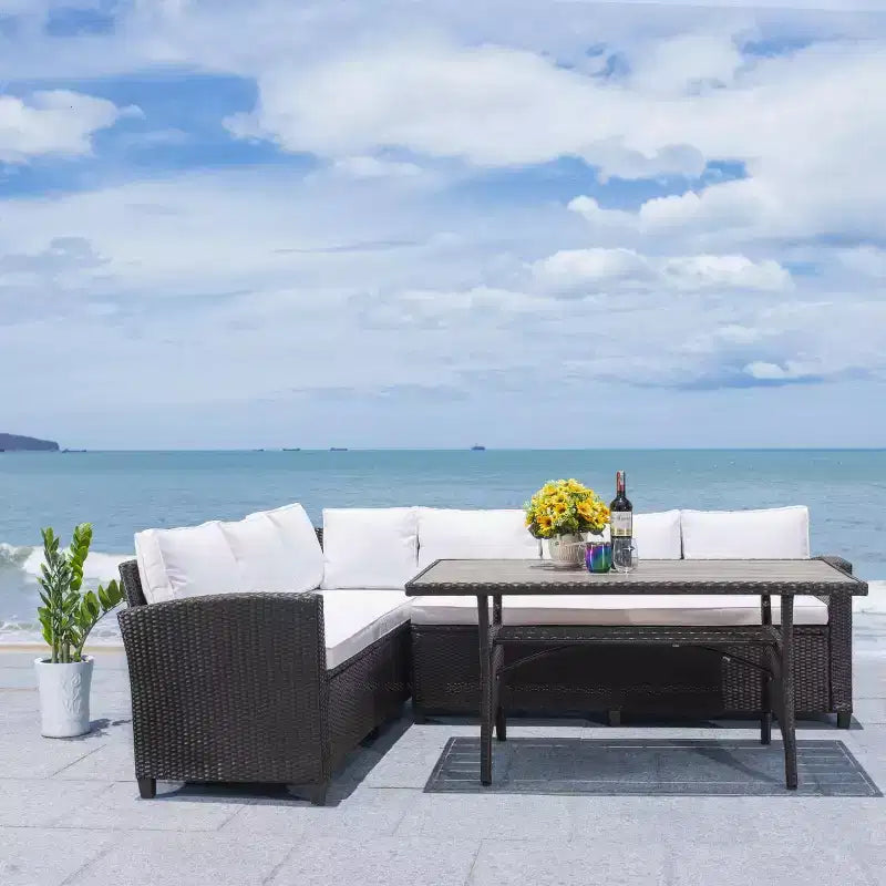 Jovita 3 Piece Corner Seating Set - Indoor/Outdoor - PAT7707 - Safavieh