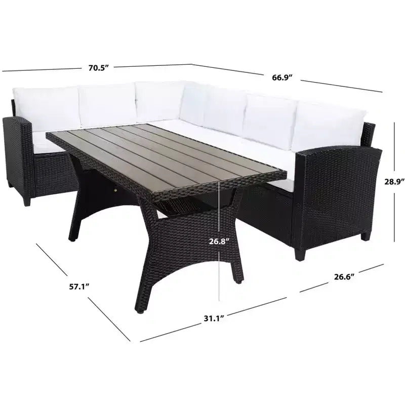 Jovita 3 Piece Corner Seating Set - Indoor/Outdoor - PAT7707 - Safavieh