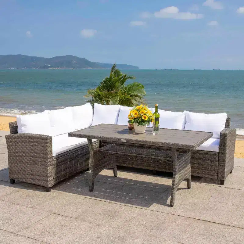 Jovita 3 Piece Corner Seating Set - Indoor/Outdoor - PAT7707 - Safavieh