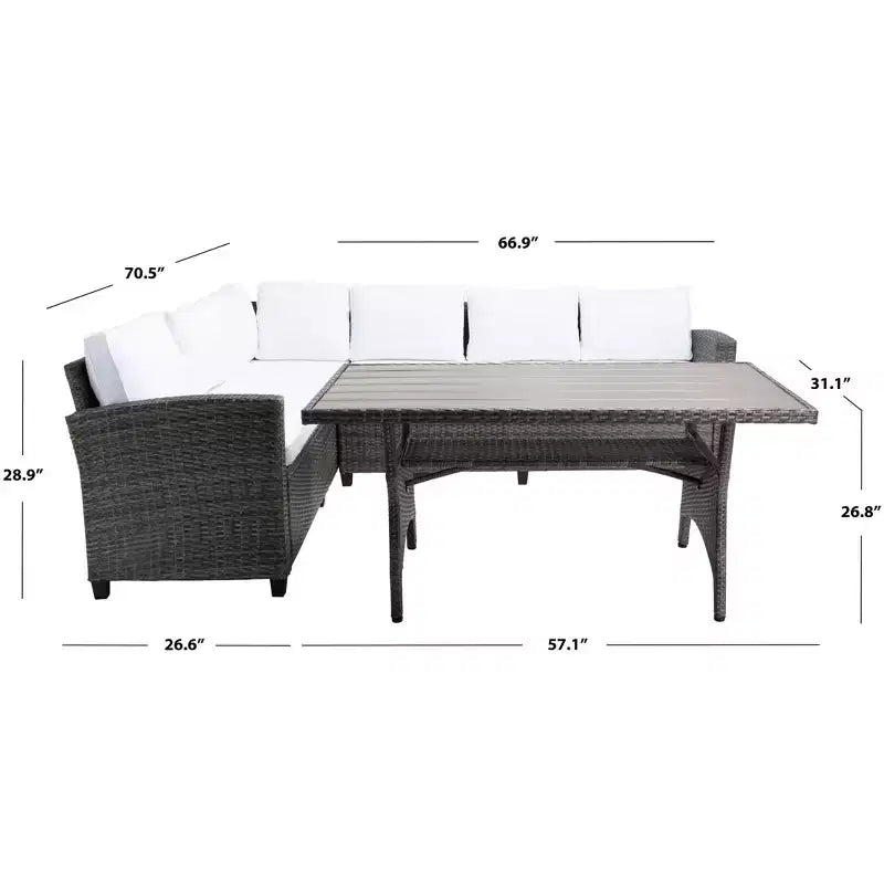 Jovita 3 Piece Corner Seating Set - Indoor/Outdoor - PAT7707 - Safavieh