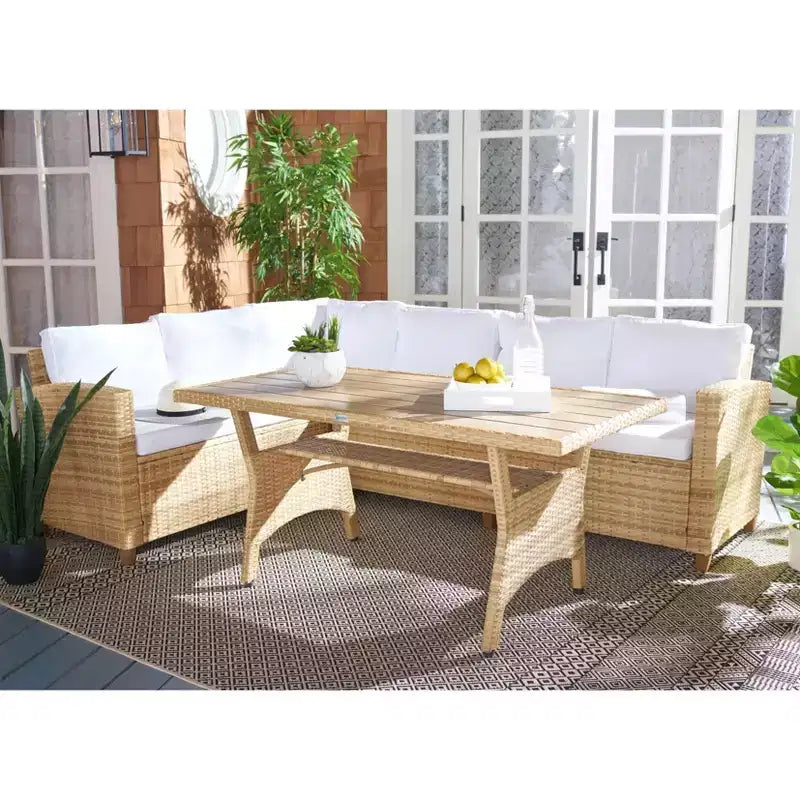 Jovita 3 Piece Corner Seating Set - Indoor/Outdoor - PAT7707 - Safavieh