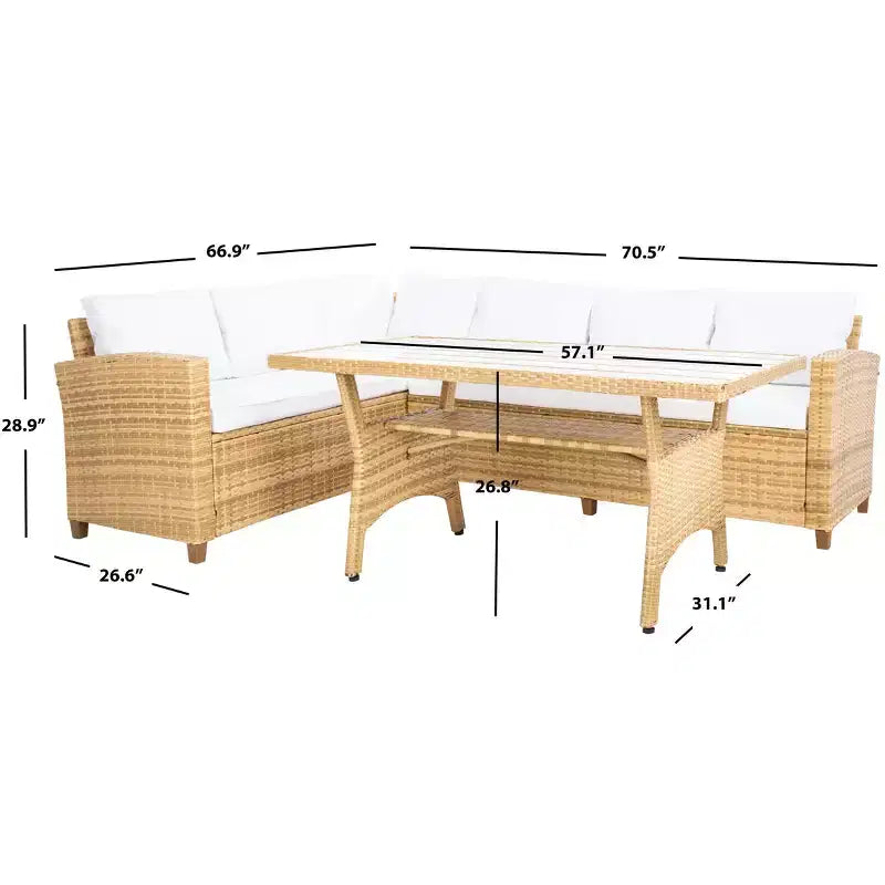 Jovita 3 Piece Corner Seating Set - Indoor/Outdoor - PAT7707 - Safavieh