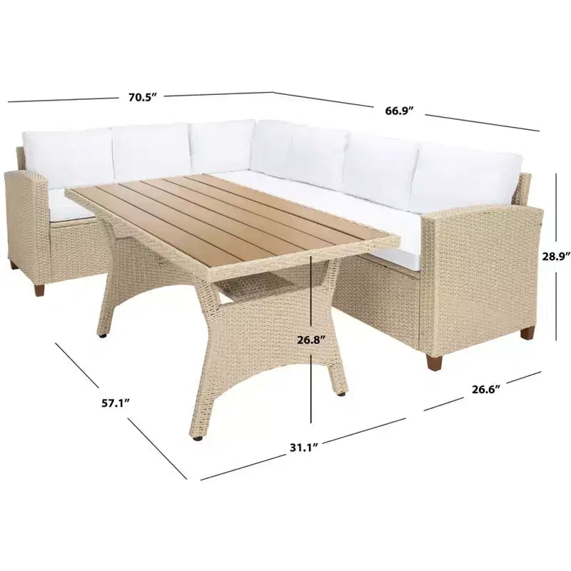 Jovita 3 Piece Corner Seating Set - Indoor/Outdoor - PAT7707 - Safavieh