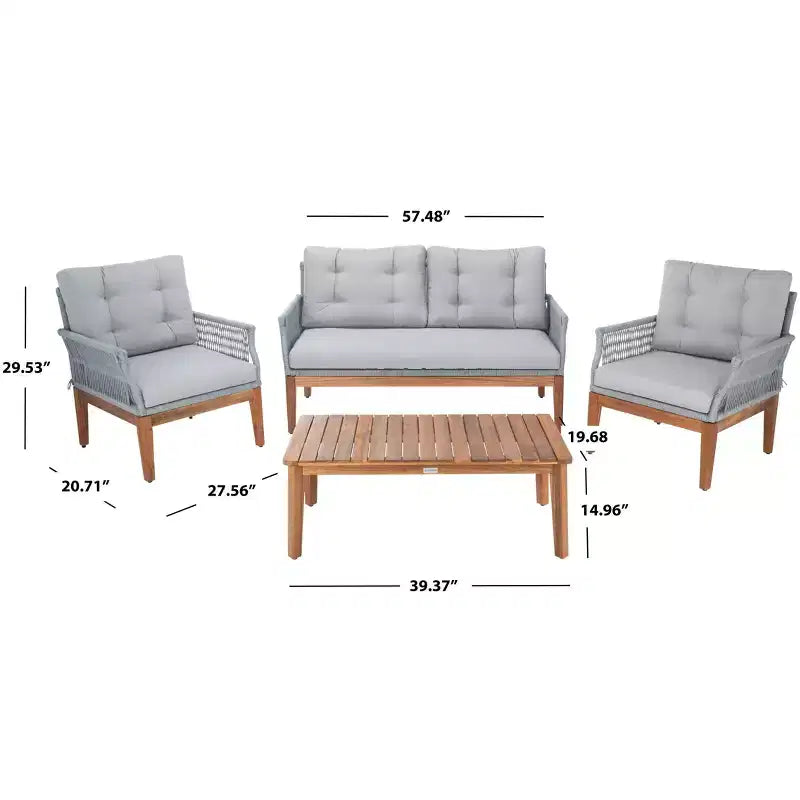 Winslo 4 Piece Living Set - Indoor/Outdoor - PAT7075 - Safavieh
