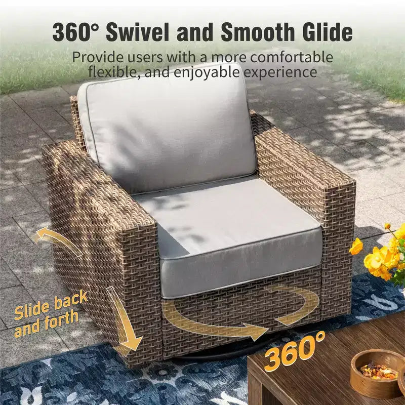 Captiva Designs 5pc Wicker Outdoor Patio Conversation Set with Ottoman for Backyard Deck Poolside