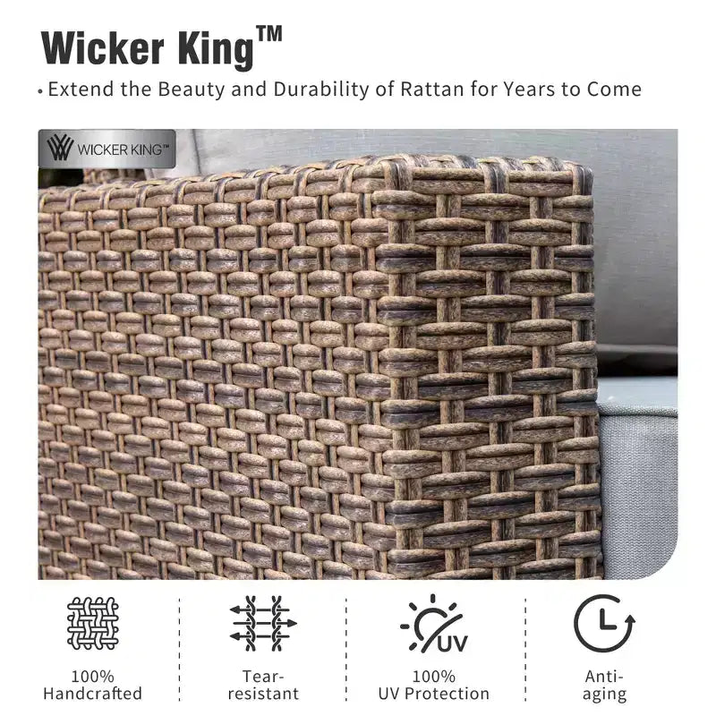 Captiva Designs 5pc Wicker Outdoor Patio Conversation Set with Ottoman for Backyard Deck Poolside