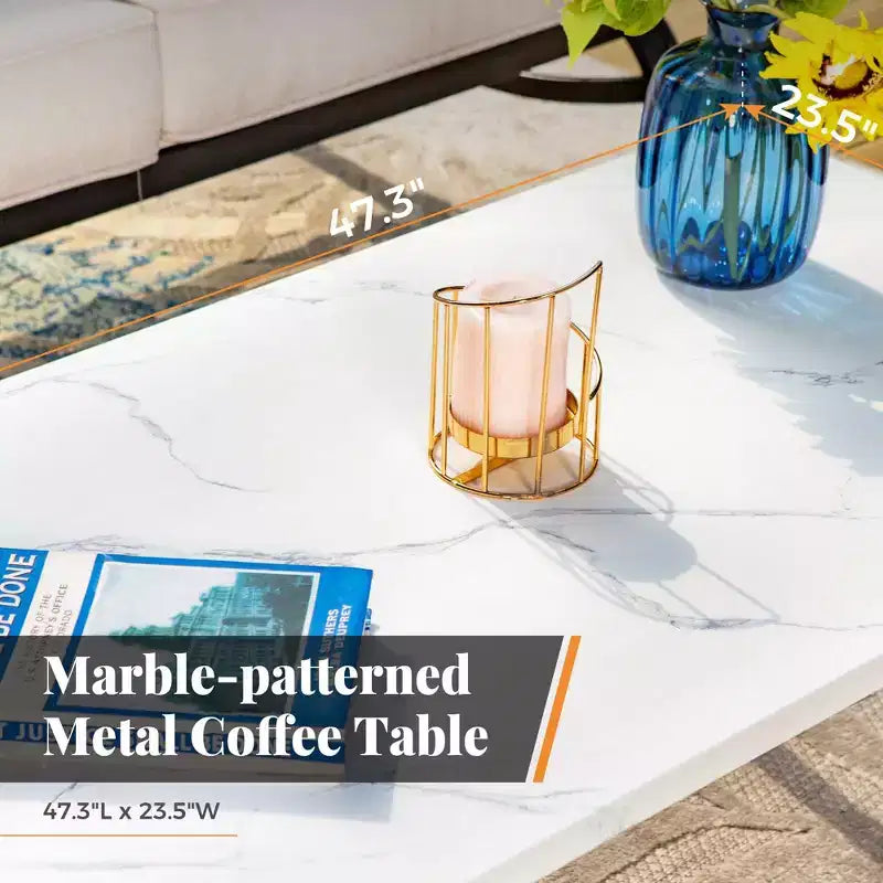 Captiva Designs 4 PCS Metal Patio Furniture Conversation Set with Coffee Table for Garden Porch Backyard