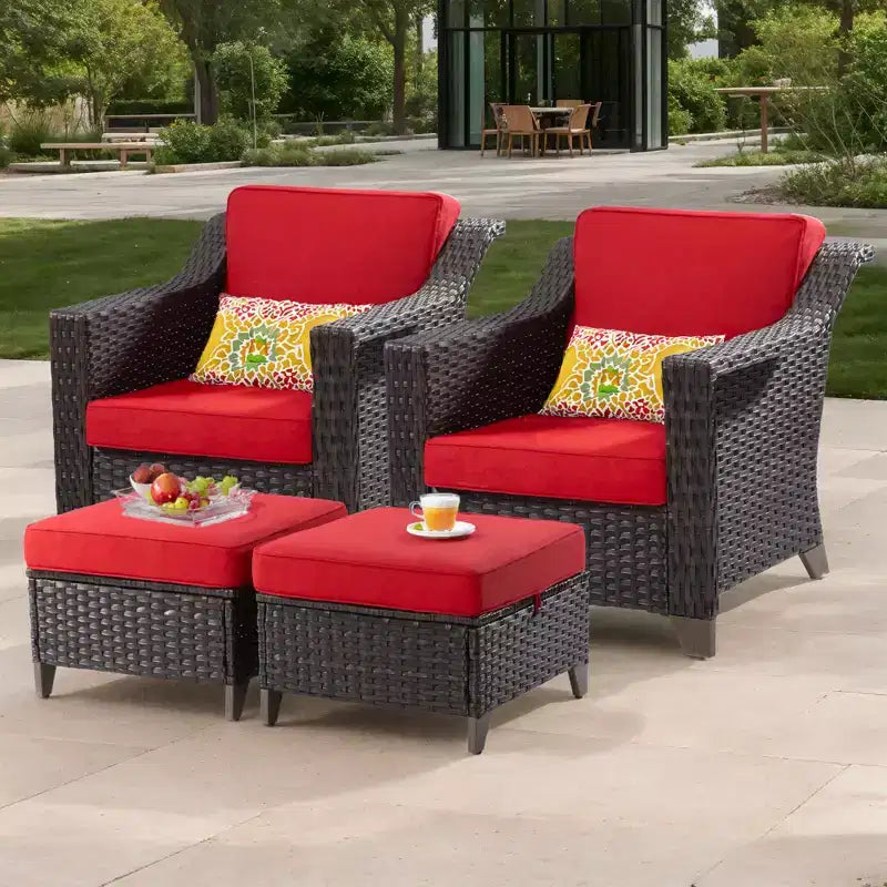 UPTIOT Patio Chair with Cushions and Ottomans