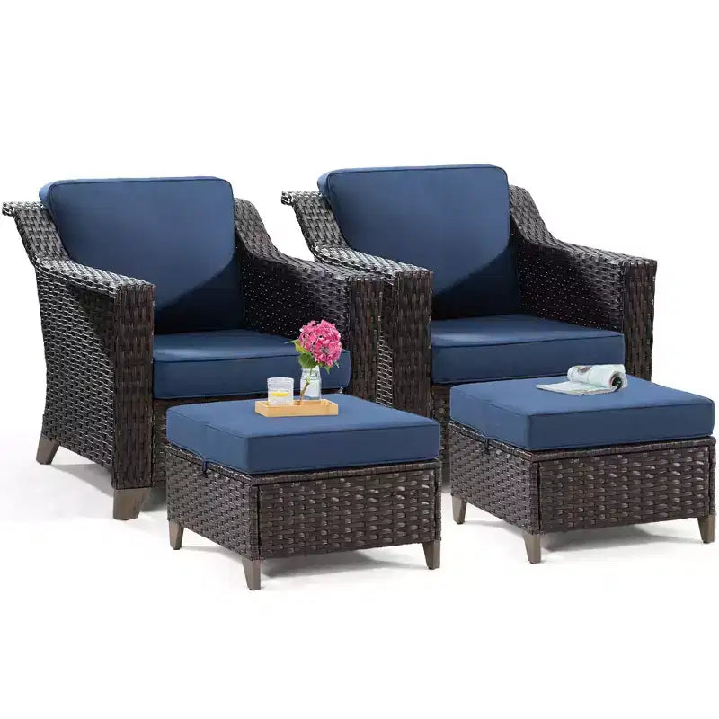 UPTIOT Patio Chair with Cushions and Ottomans