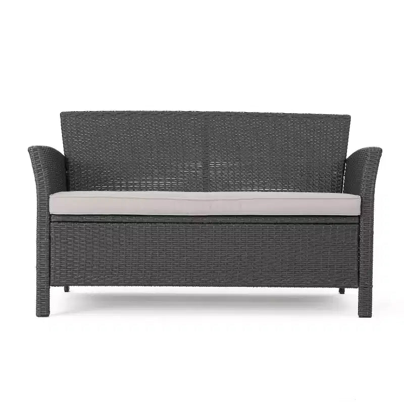Christopher Knight Home Lucia Outdoor Wicker and Iron 4 Seater Chat Set with Fire Pit