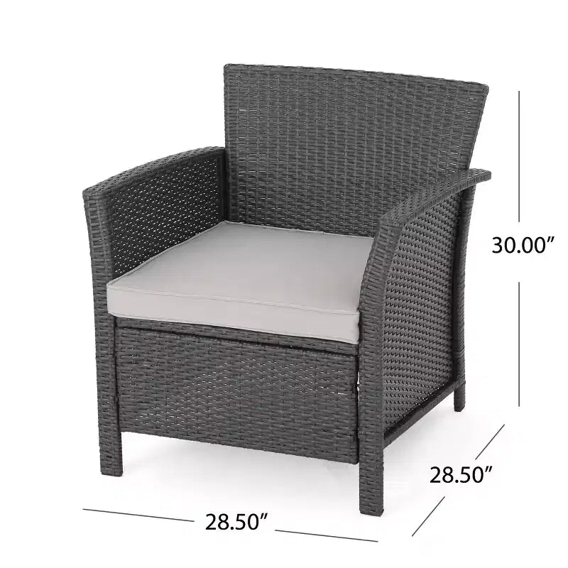 Christopher Knight Home Lucia Outdoor Wicker and Iron 4 Seater Chat Set with Fire Pit
