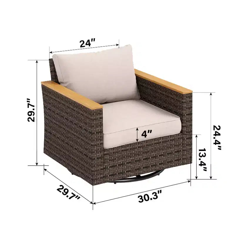 Captiva Designs 10pc Wicker Outdoor Patio Rattan Sectional Conversation Set with Fire Pit Table and Cushioned Ottoman