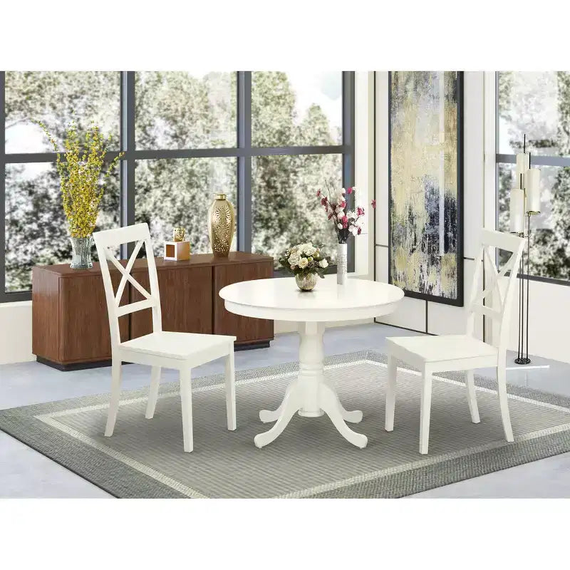 HomeStock Glossy Antique Dining Table Set with 2 Chairs