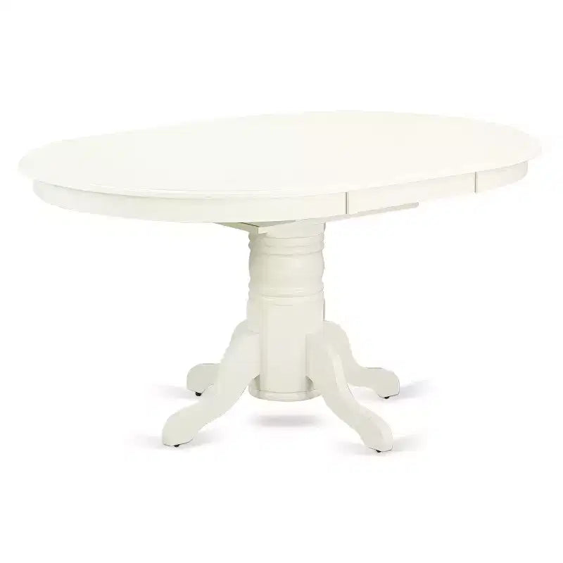 Asian Rubber Wood 7 Piece Oval Dining Table Set Linen White Kitchen Set