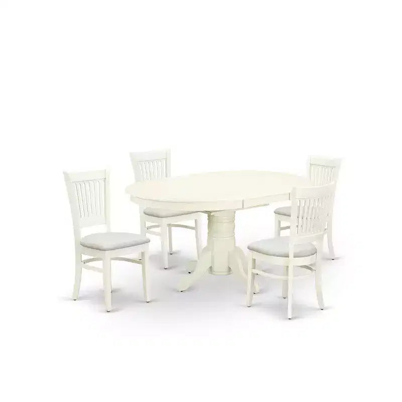 HomeStock 5 Piece Dining Set Oval Table Linen Chairs 42x60 Inch