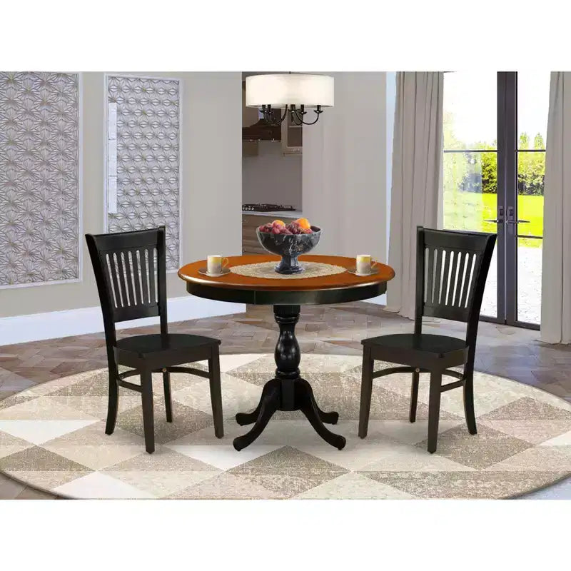 HomeStock Modern Dining Table Set Black Cherry