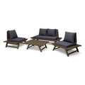 Christopher Knight Home Sedona Outdoor Acacia Wood 4 Seater Chat Set with Cushions