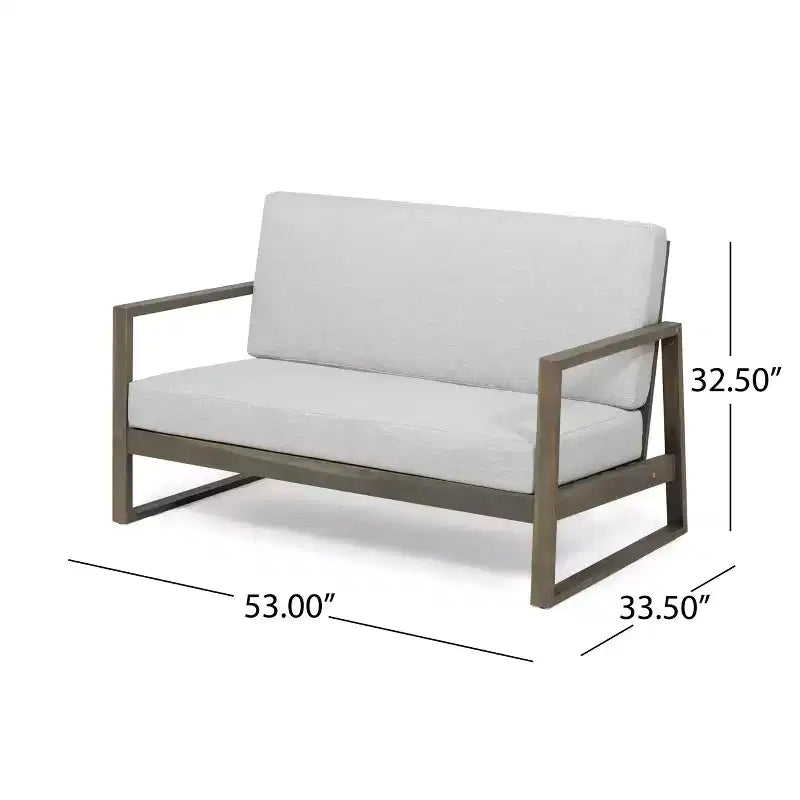Christopher Knight Home Hazel Outdoor Acacia Wood Loveseat and Coffee Table Set with Cushions